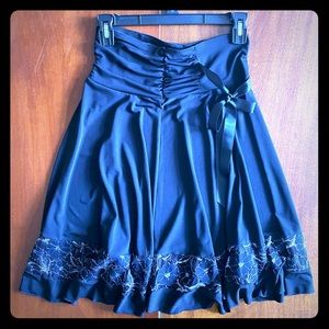 Black Skirt with Lace Bottom and Side Tie